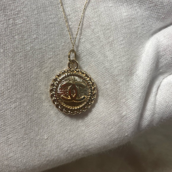 Stamped Chanel Upcycled Gold Pendant Necklace Chanel - Picture 2 of 4